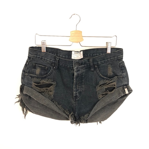 One Teaspoon Free People Bandit Shorts Shredded XL - Picture 2 of 8